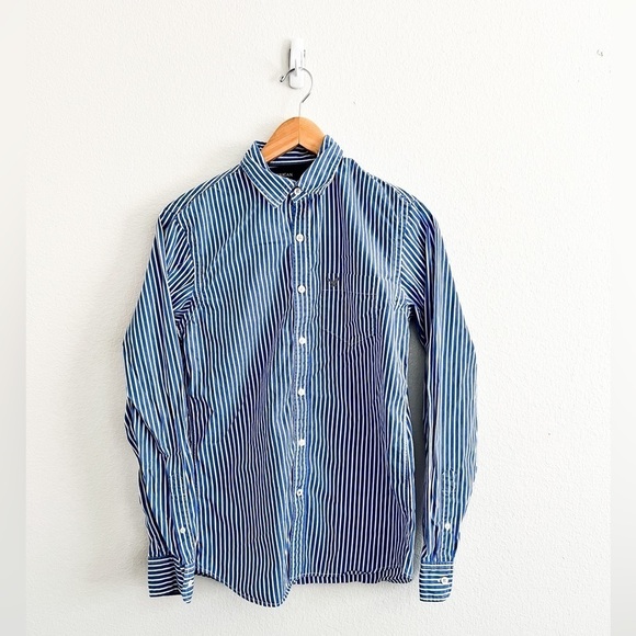 American Eagle Blue and White Stripped Button Down - Picture 1 of 6